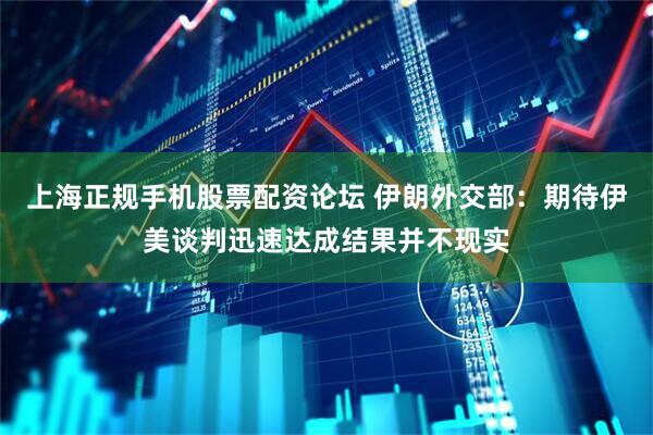 上海正规手机股票配资论坛 伊朗外交部：期待伊美谈判迅速达成结果并不现实